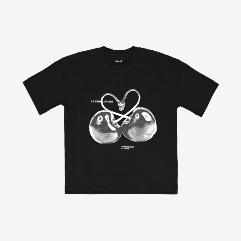 CHERRIES HEART TEE BLACK