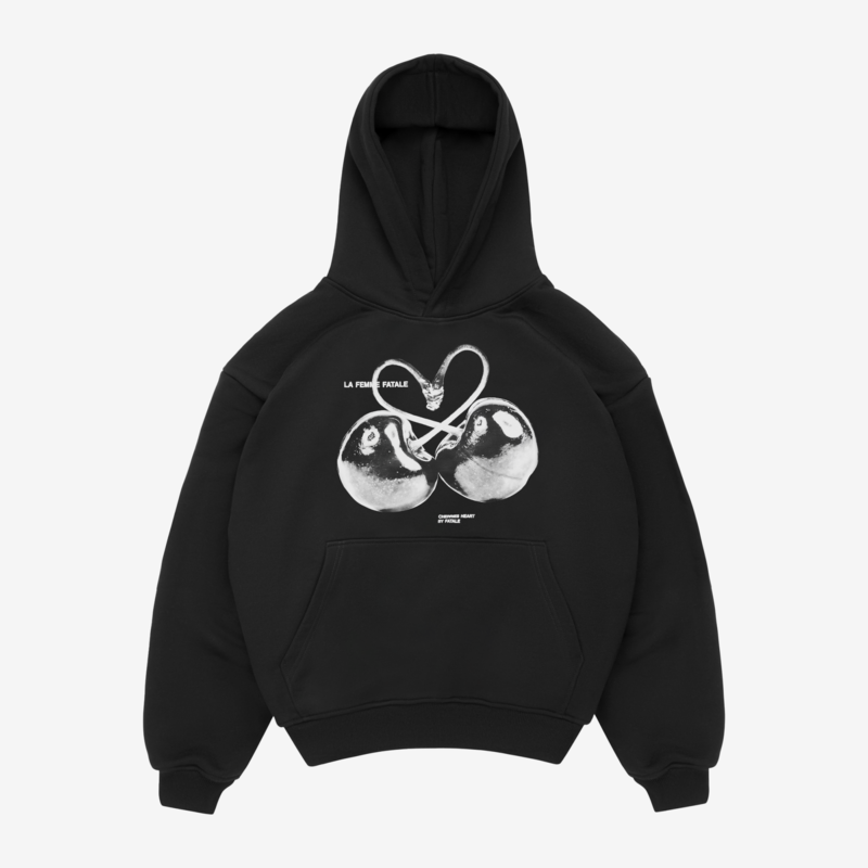 CHERRIES HEART HOODIE BLACK