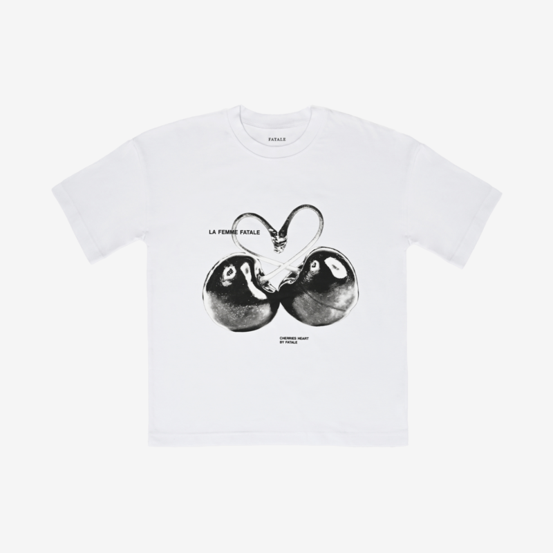 CHERRIES HEART TEE WHITE